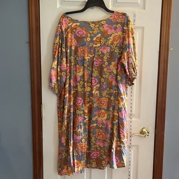 NWT-Rusttydustty-3X-floral-modern Bohemian crush, peasant, knee-length dress. - Picture 2 of 10